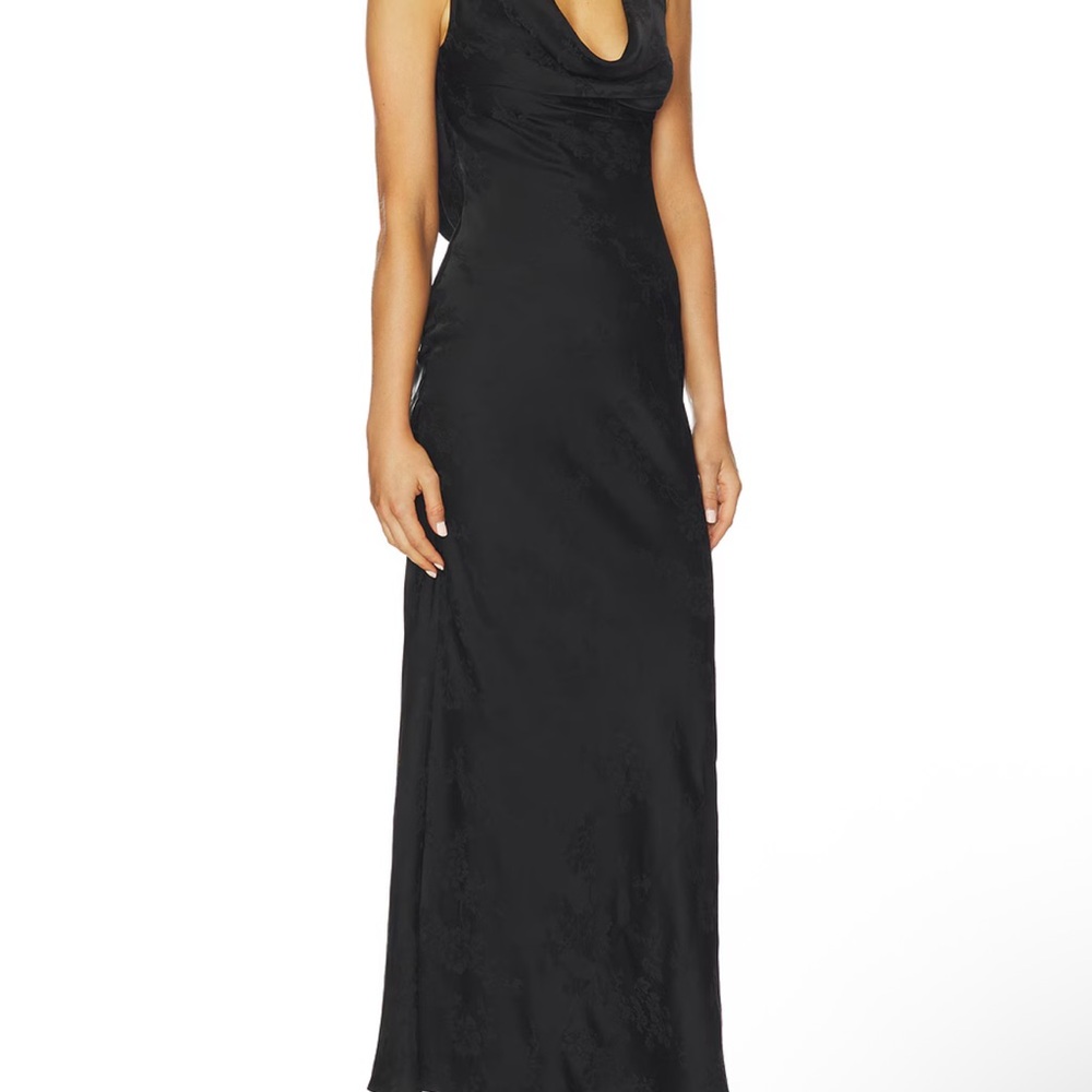 REVOLVE Black Satin Backless Cowl Maxi Dress - Picture 2 of 3